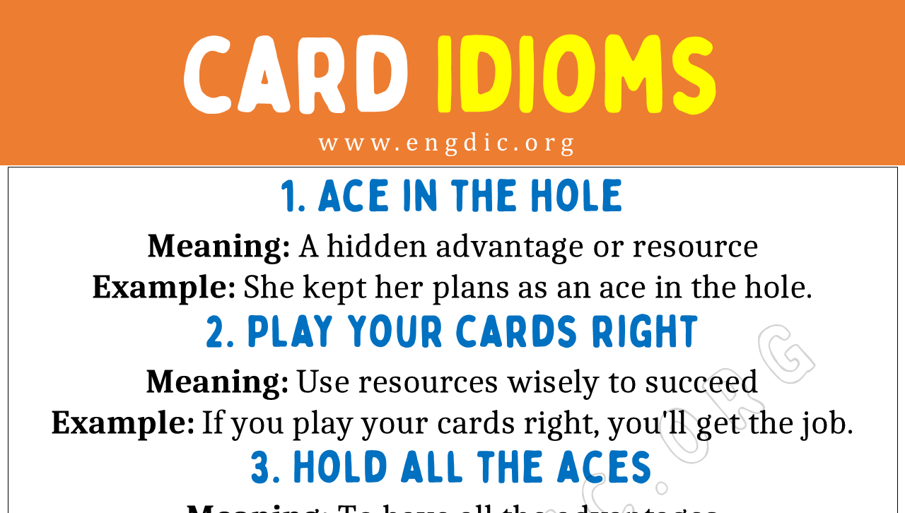 Card Idioms (With Meaning and Examples) - EngDic