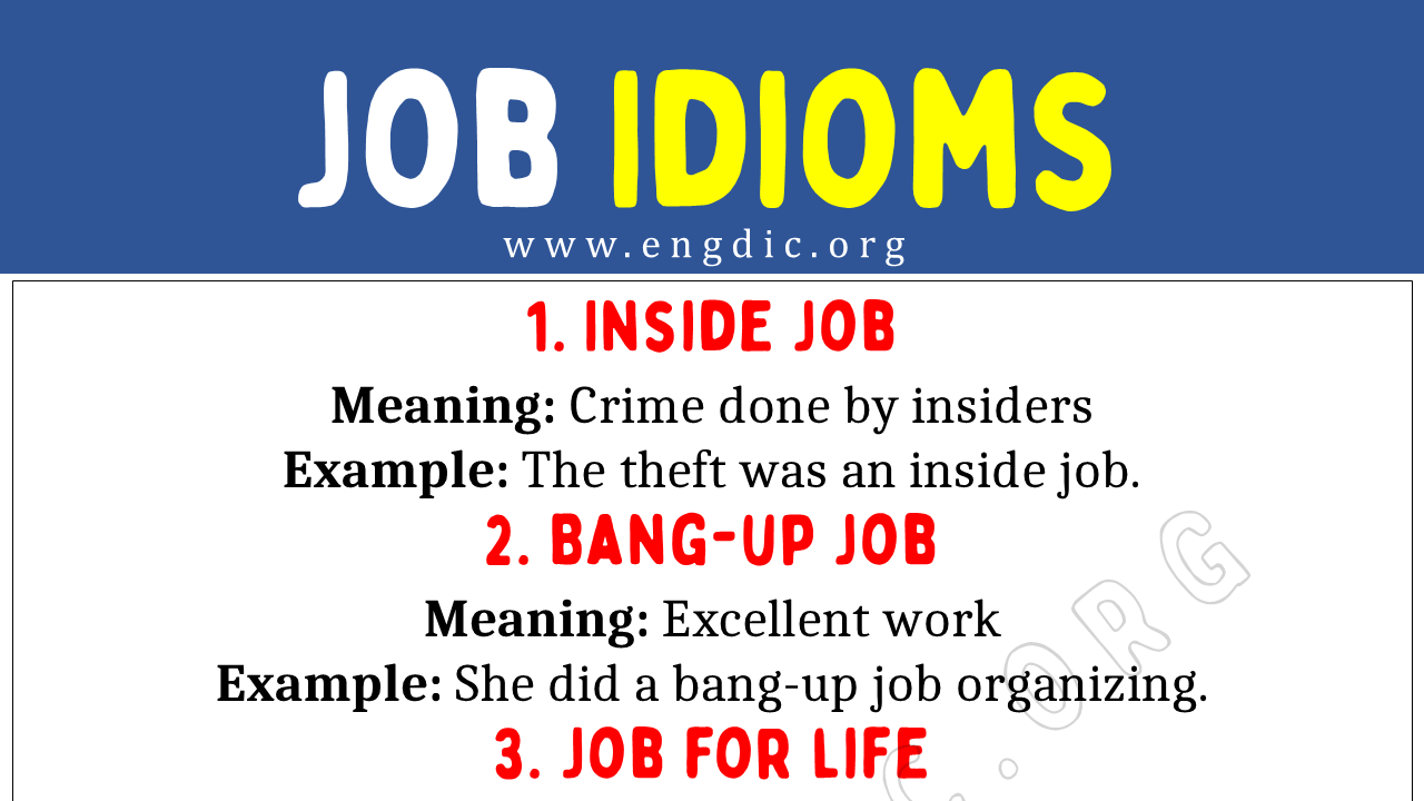 Job Idioms (With Meaning and Examples) - EngDic