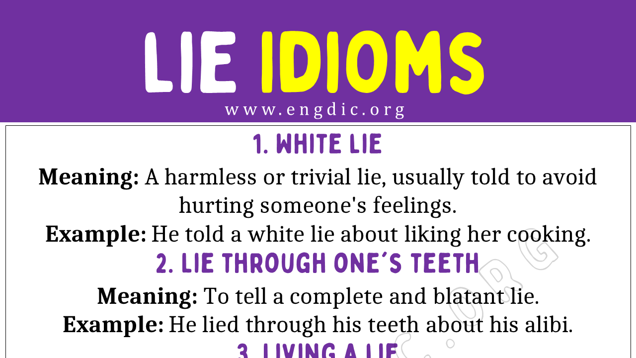 Lies Idioms (With Meaning and Examples) - EngDic