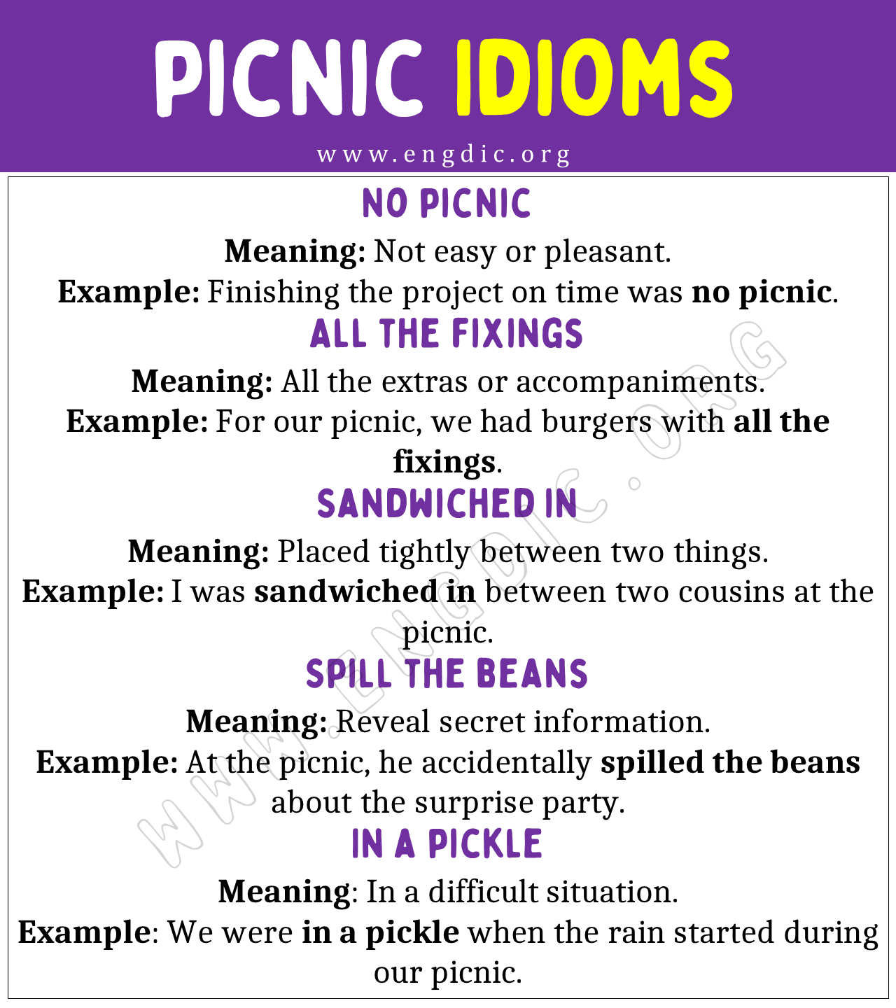 picnic Idioms