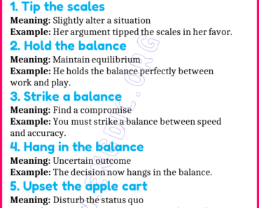 Learn 20 Expressions Related to Balance