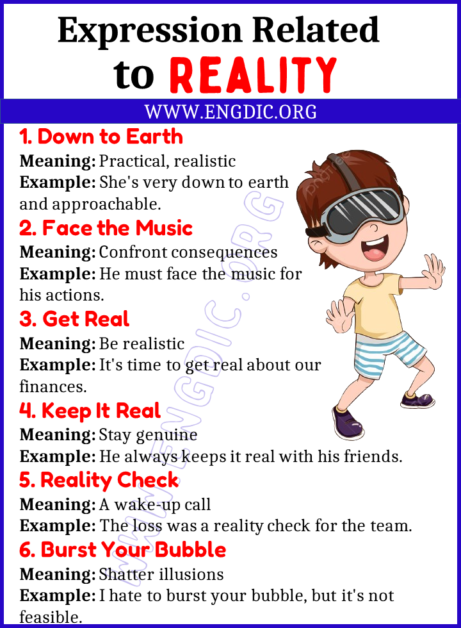 Learn 20 Expressions Related to Reality - EngDic