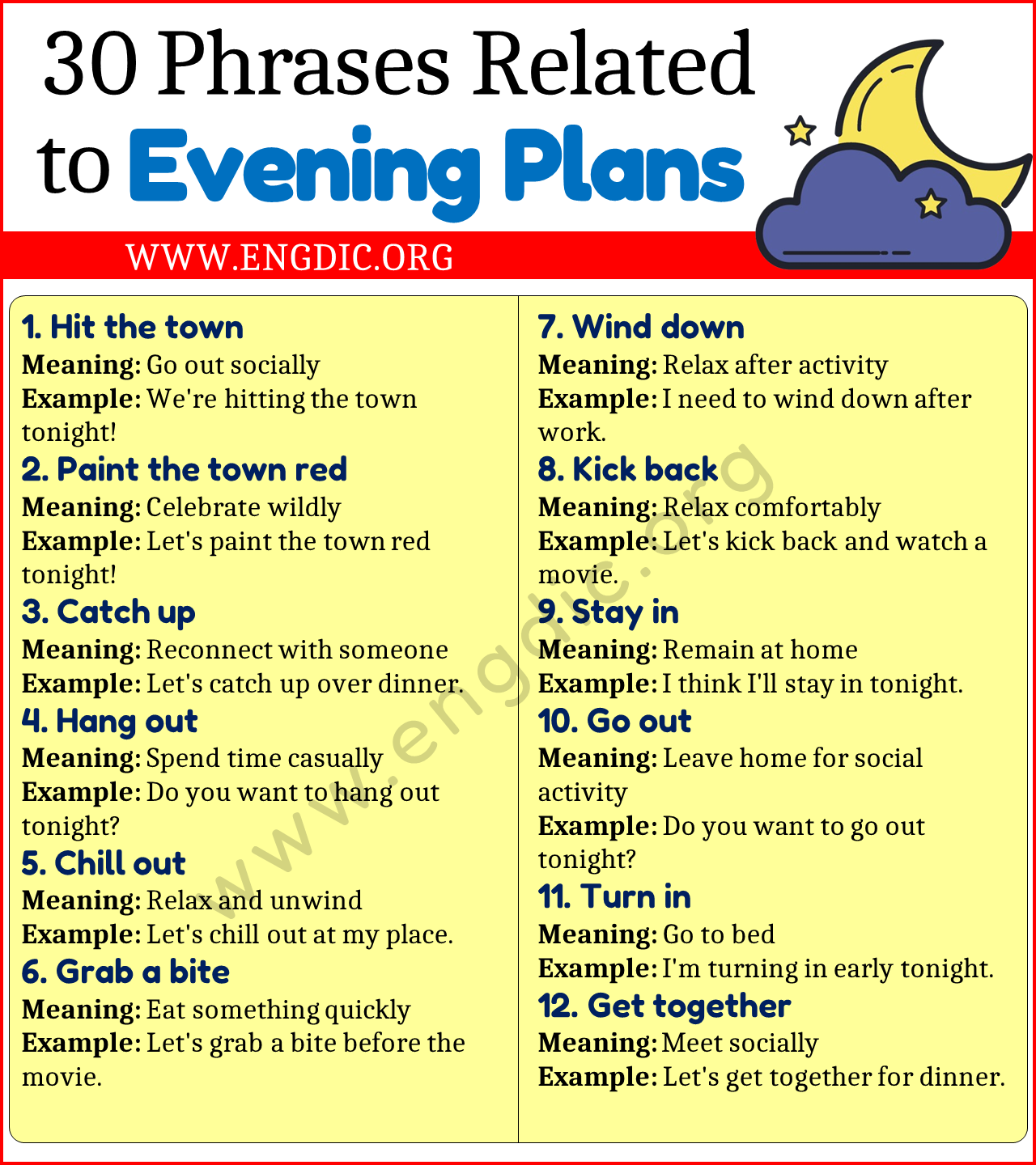 Phrases Related to Evening Plans