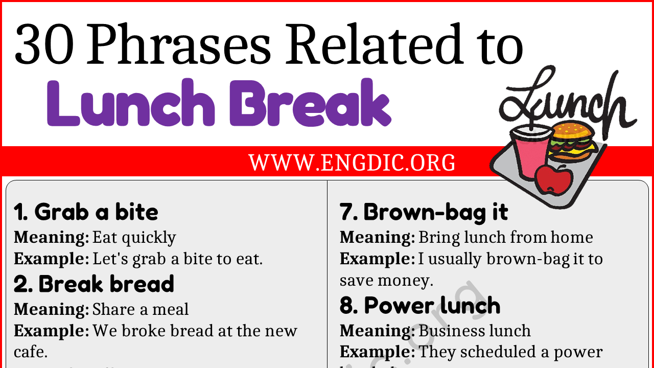 Learn 20 Phrases Related to Lunch Break   EngDic