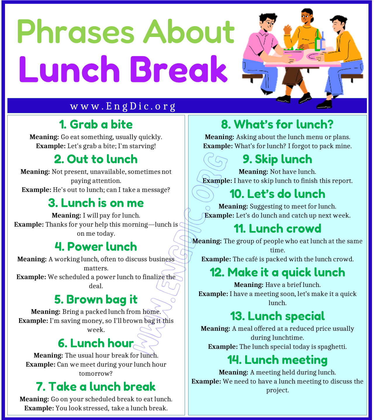 Phrases about Lunch Break